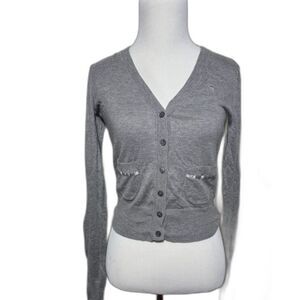 Abercrombie & Fitch VTG y2k Cardigan Gray Sweater Elena Gilbert Bella Swan Prep